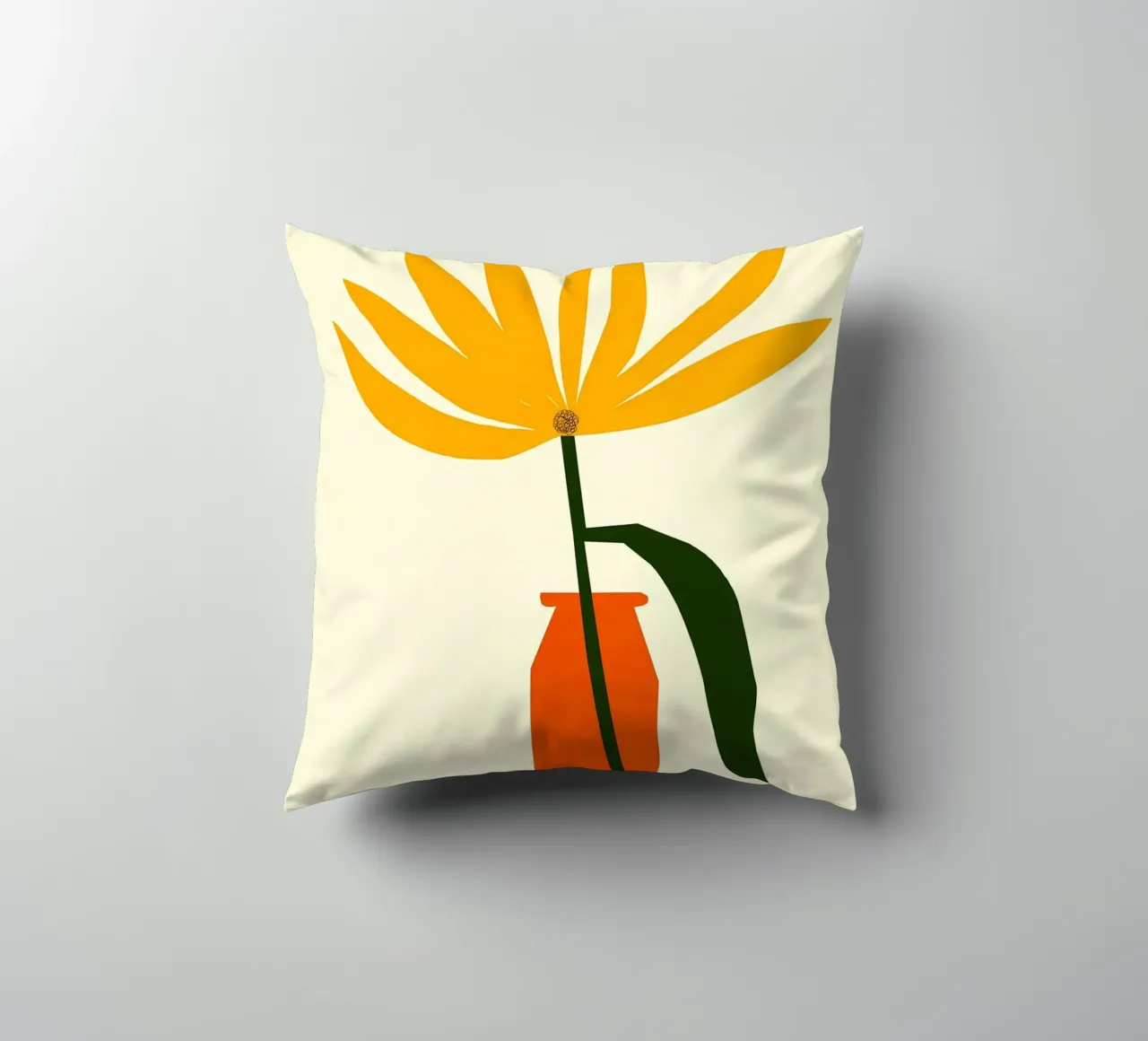 Vaso e fiore giallo cuscino da Haleigh