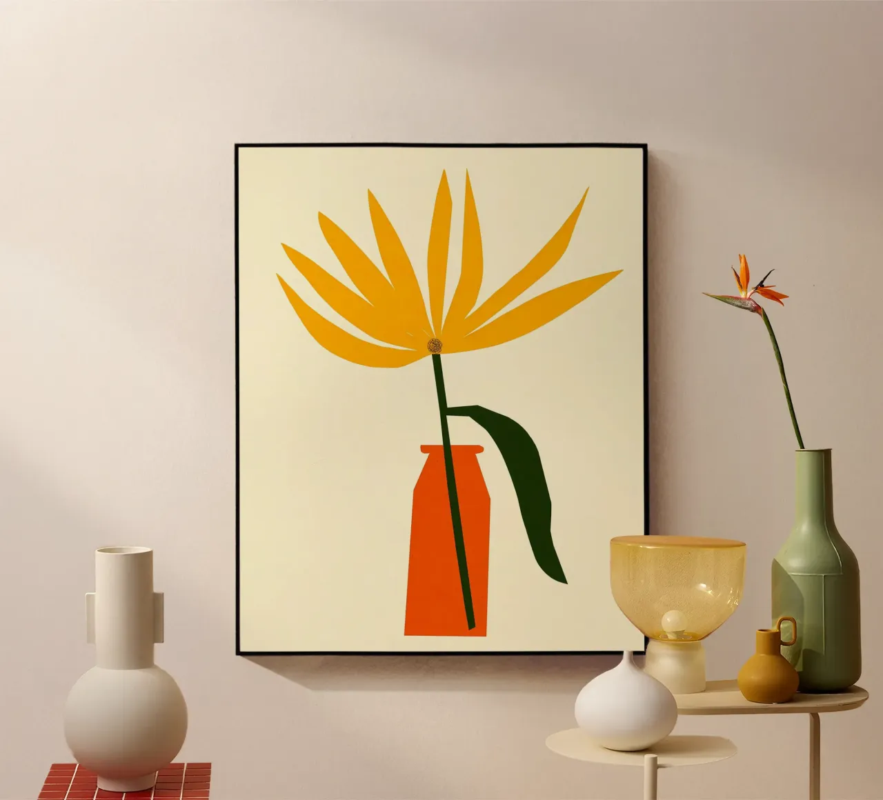 Vaso e fiore giallo plexiglass da Haleigh