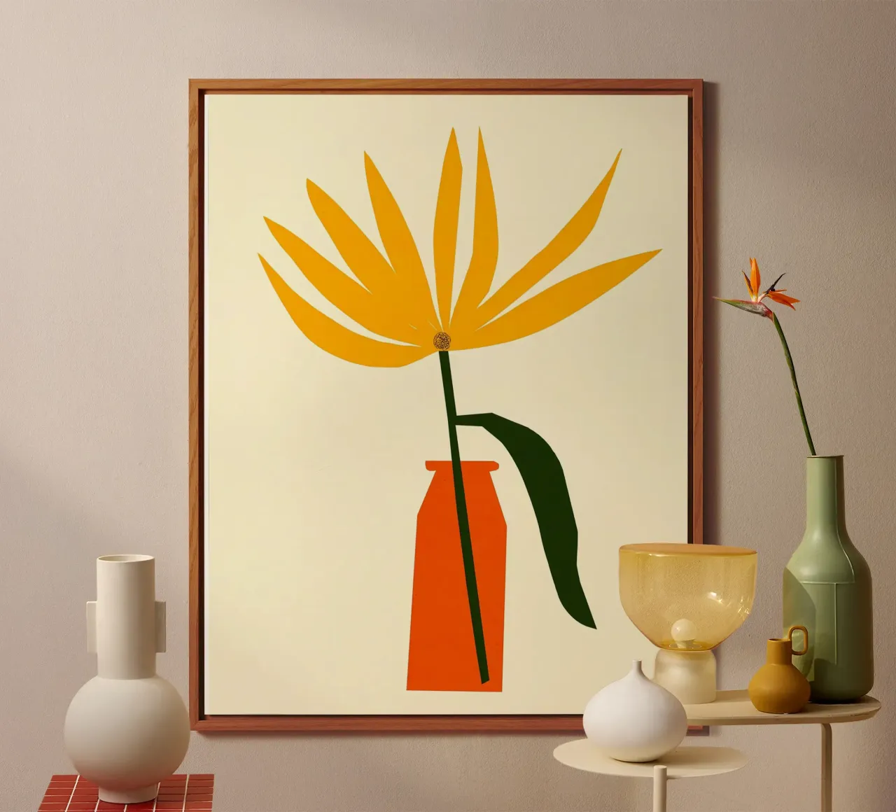Vaso e fiore giallo alluminio dibond da Haleigh