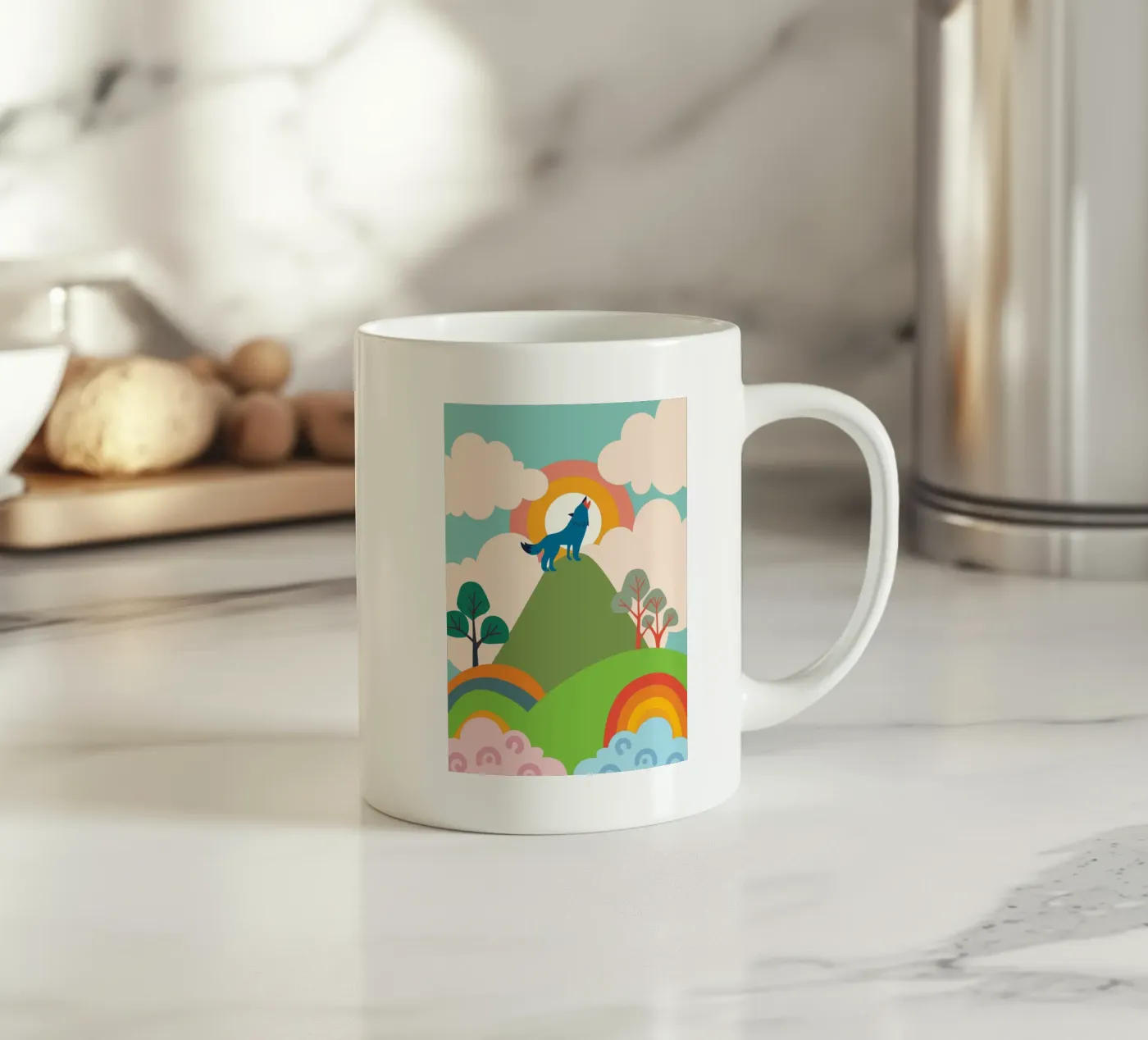 Wolf Roar ceramic mug by CUTE ANIMALS
