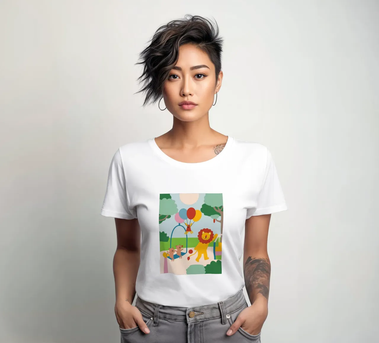 Leeuwen en katten dames t-shirt getailleerd van CUTE ANIMALS