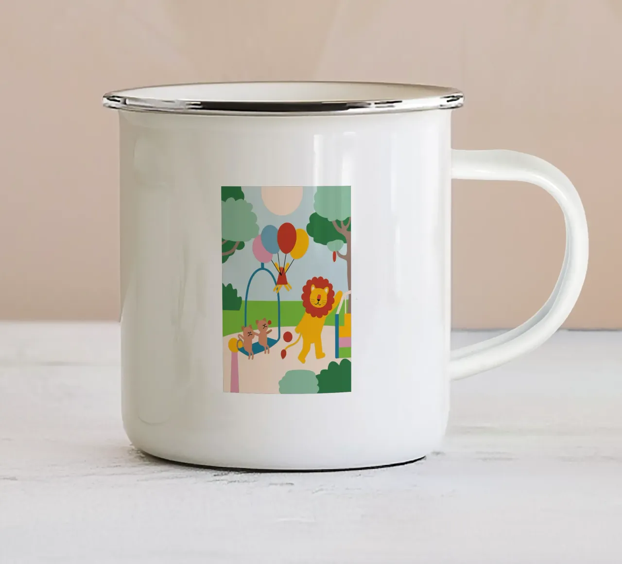 Leoni e gatti tazza in smalto da CUTE ANIMALS