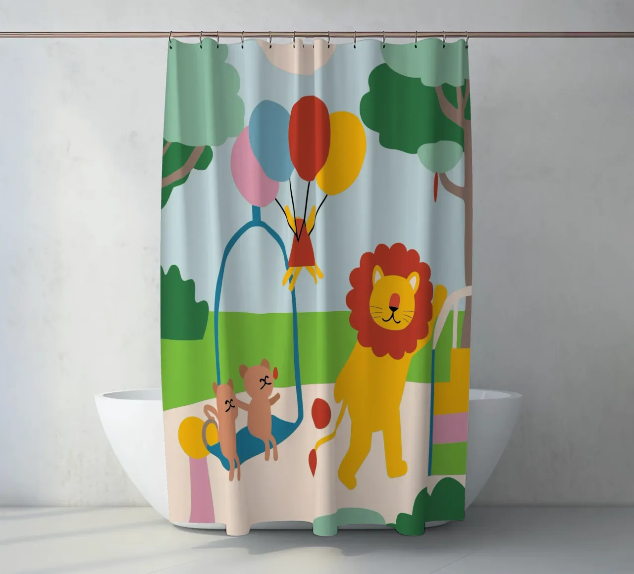 Leeuwen en katten douchegordijn van CUTE ANIMALS