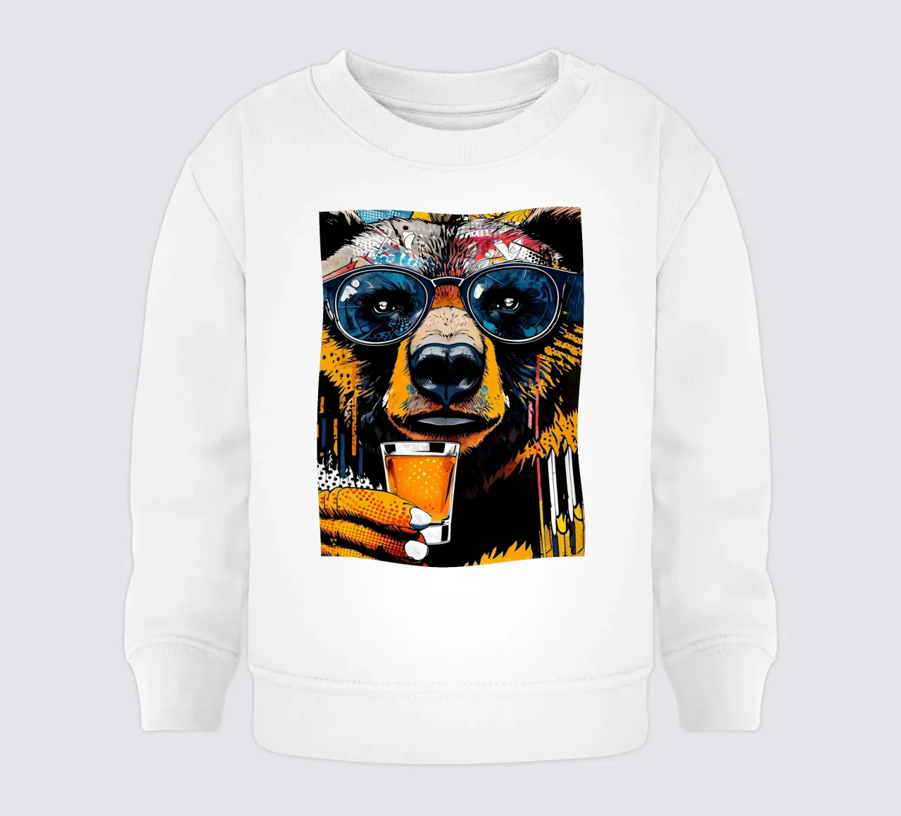 Orso cool con birra Pop Art felpa neonato da 🥝 KIWI STORE