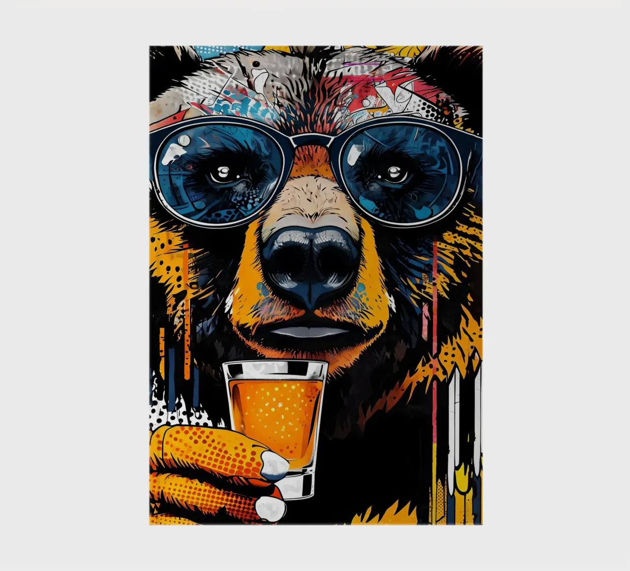 Orso cool con birra Pop Art diario da 🥝 KIWI STORE
