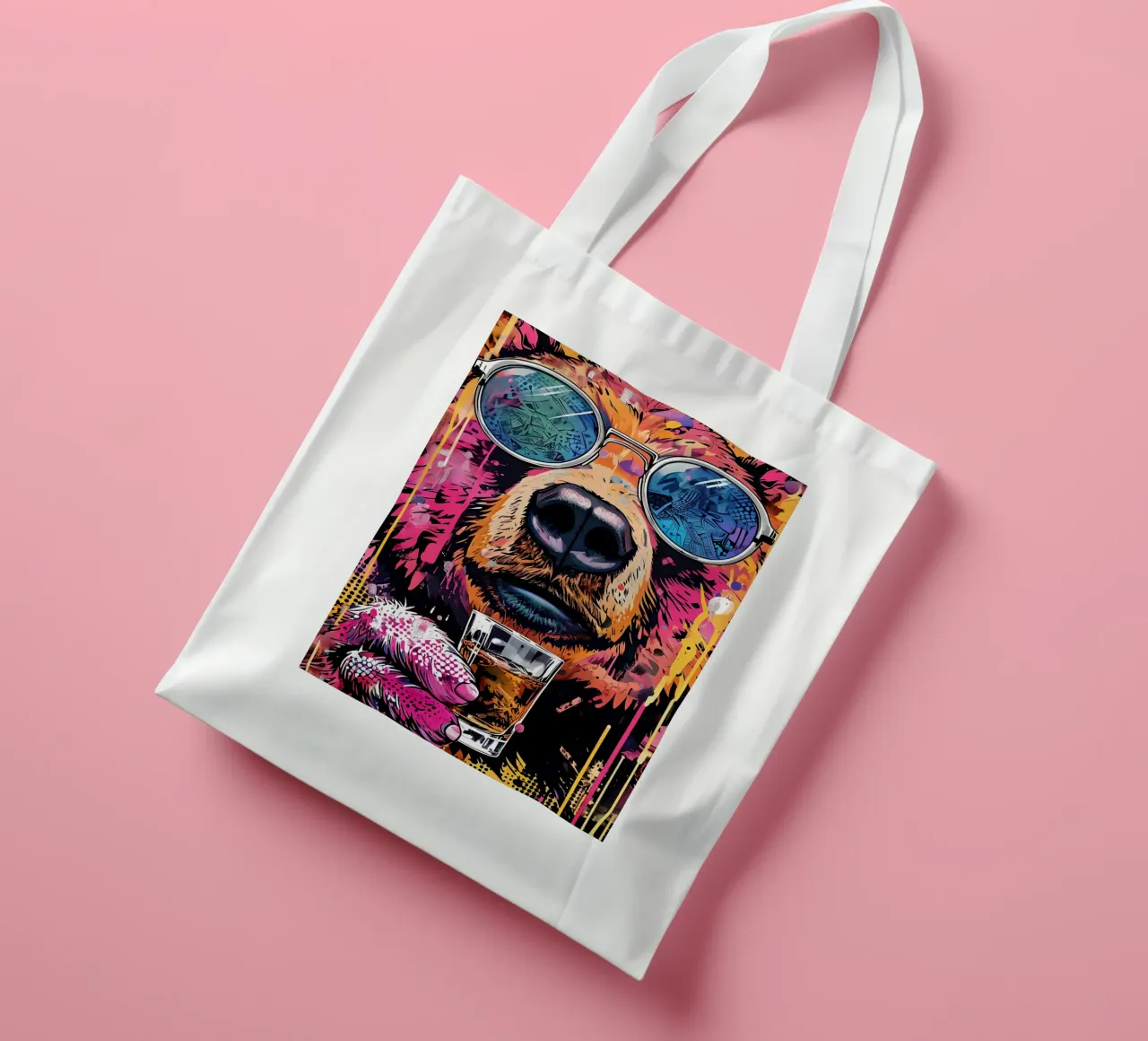 Orso cool con birra Pop Art borsa in juta da 🥝 KIWI STORE