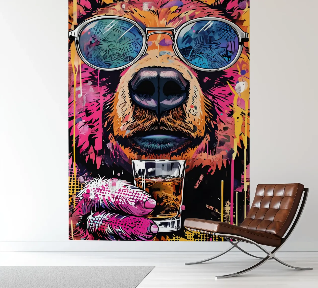 Cool Bear with Beer Pop Art photo wallpaper by 🥝 KIWI STORE