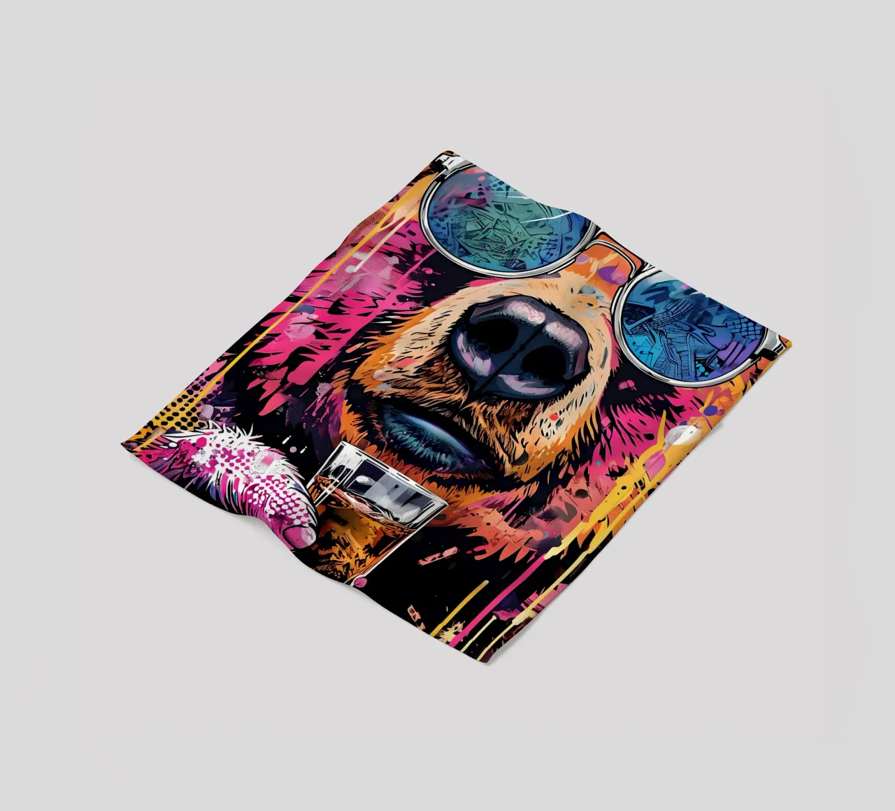 Orso cool con birra Pop Art coperta in pile da 🥝 KIWI STORE