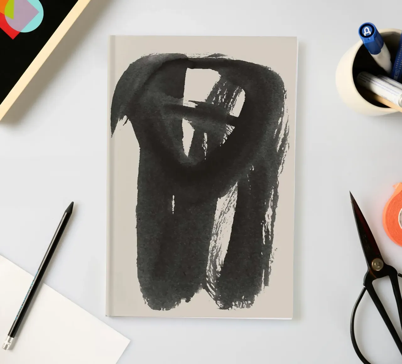 brushstroke black abstract notebook by Elliott Walsh