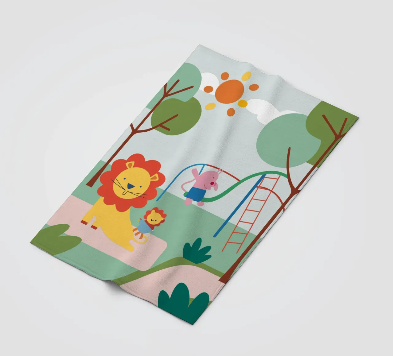 Lion Playground fleece blanket by CUTE ANIMALS