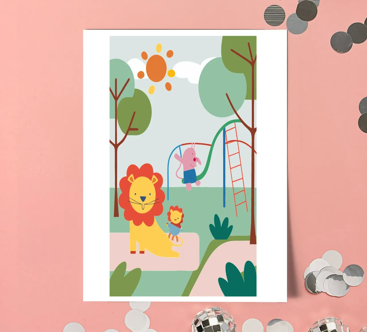Löwenspielplatz Stickerbogen von CUTE ANIMALS