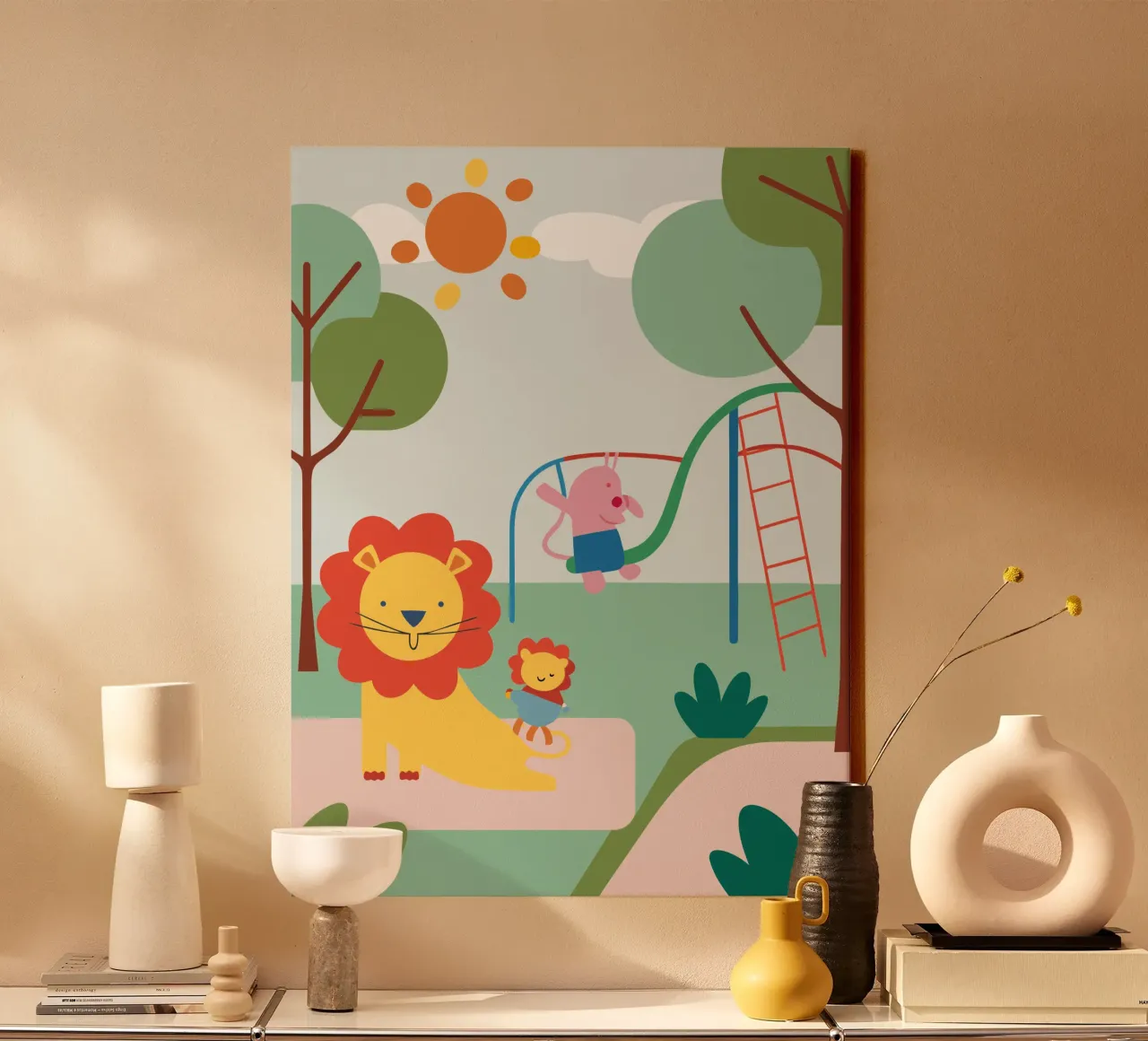 Lion Playground canvas by CUTE ANIMALS