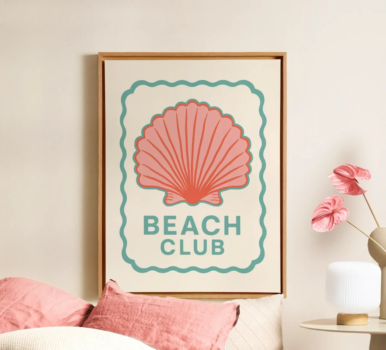 Retro Beach Club tela con Cornice a cassetta da Vivdesign