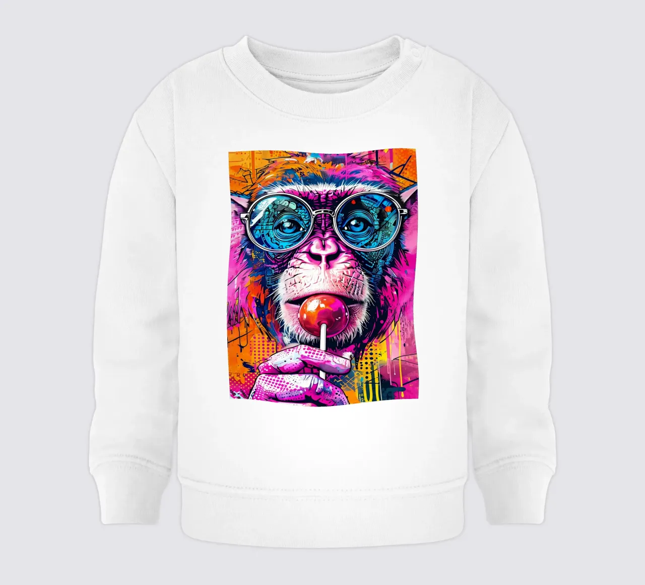 Scimmia pop art con lecca-lecca felpa neonato da 🥝 KIWI STORE