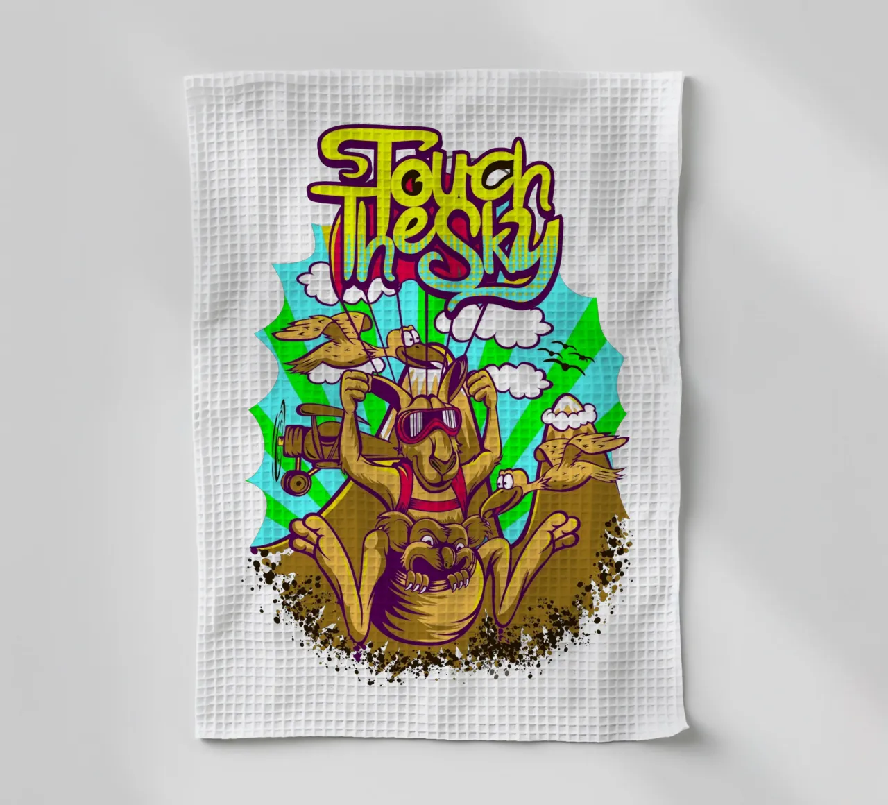 Touch The Sky Animal Illustration tea towel by Cute