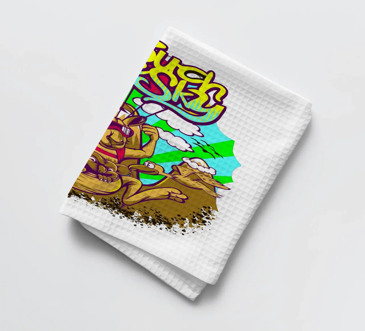 Touch The Sky Animal Illustration tea towel by Cute