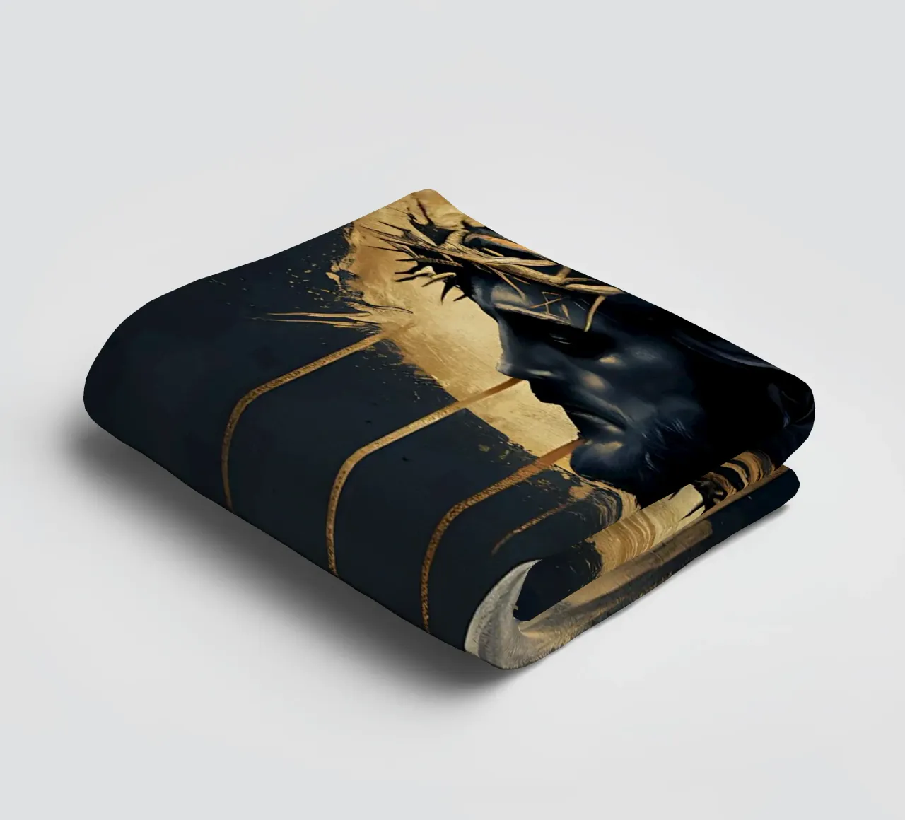Jezus gekroond met doornen, heilige gouden aureool badhanddoek van Plain Thoughts