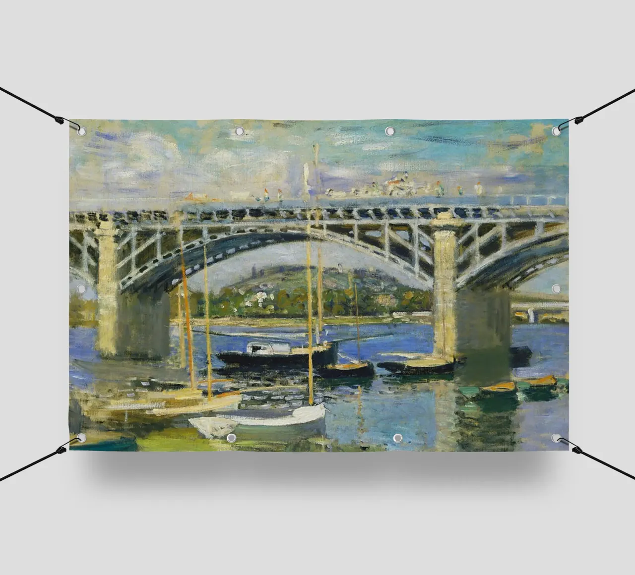 Ponte sul fiume ad Argenteuil telo in pvc da RodneyArt
