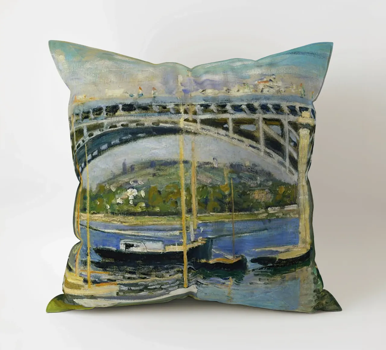 Ponte sul fiume ad Argenteuil cuscino da RodneyArt