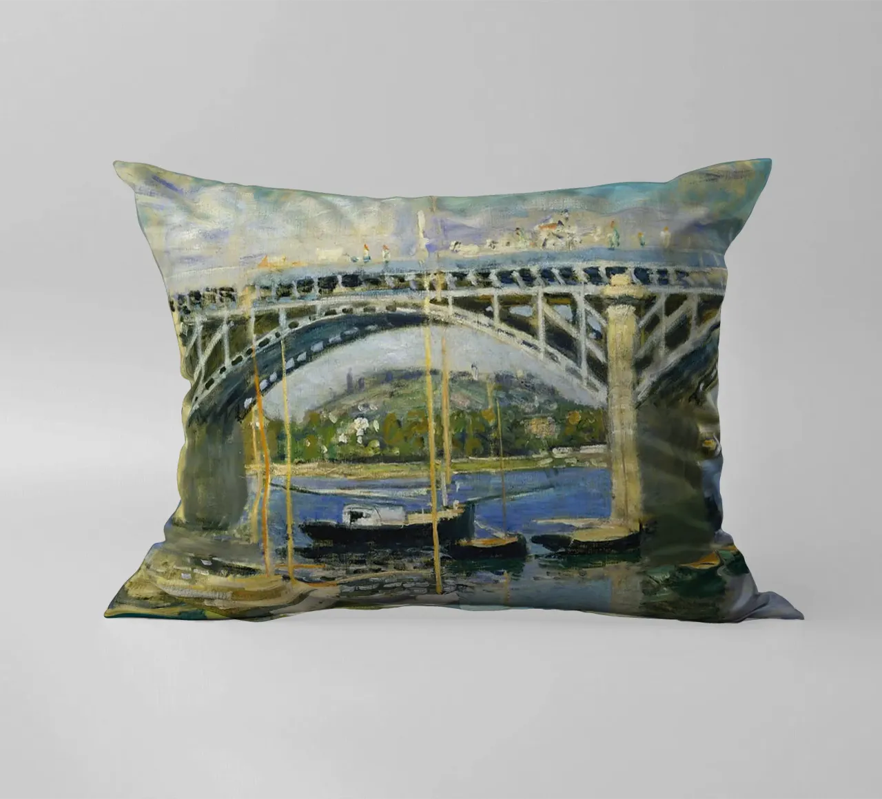 Ponte sul fiume ad Argenteuil cuscino da RodneyArt