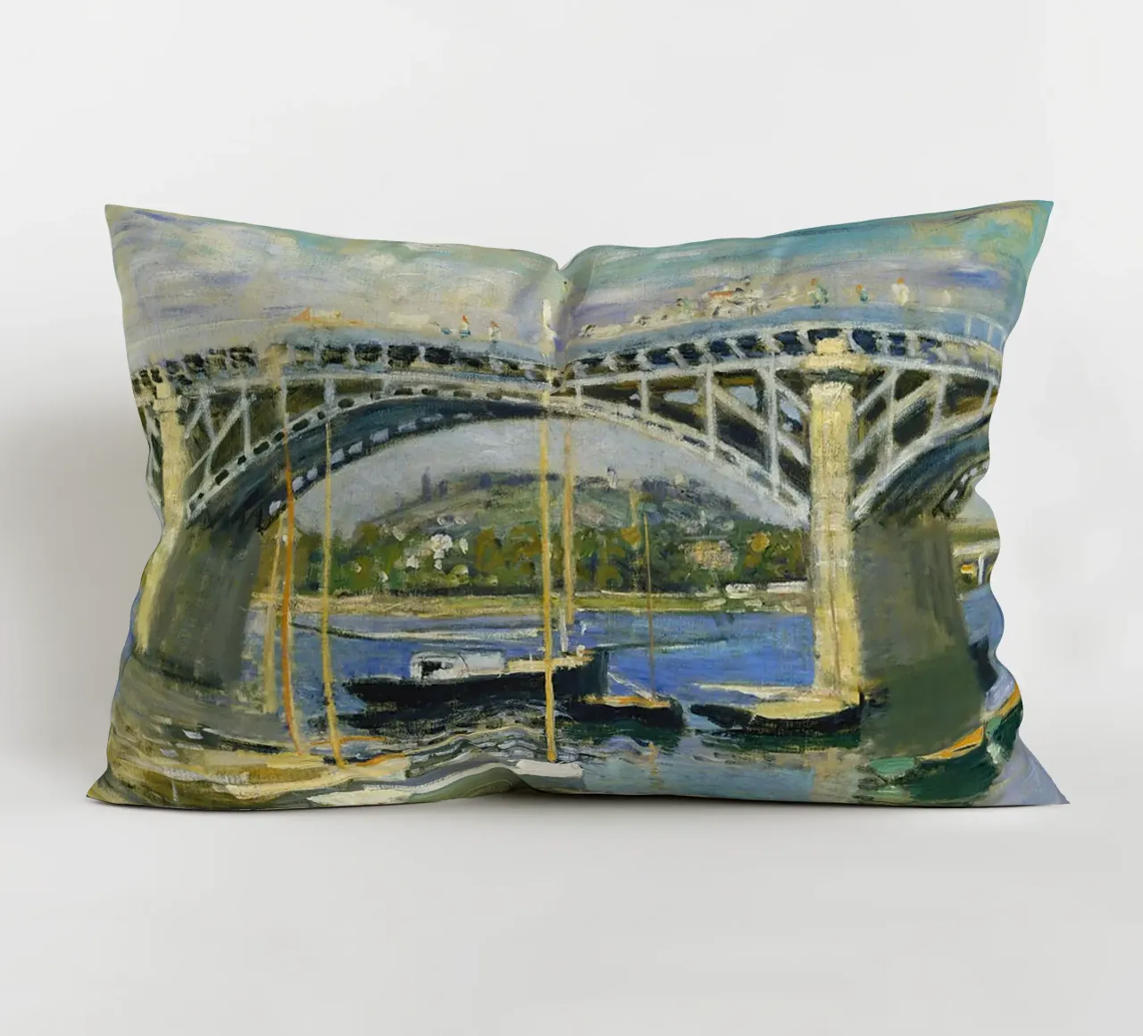 Ponte sul fiume ad Argenteuil cuscino da RodneyArt
