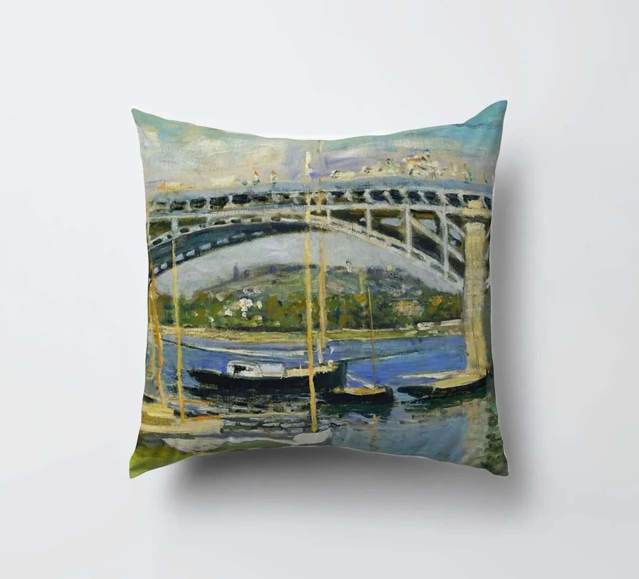 Ponte sul fiume ad Argenteuil cuscino da RodneyArt