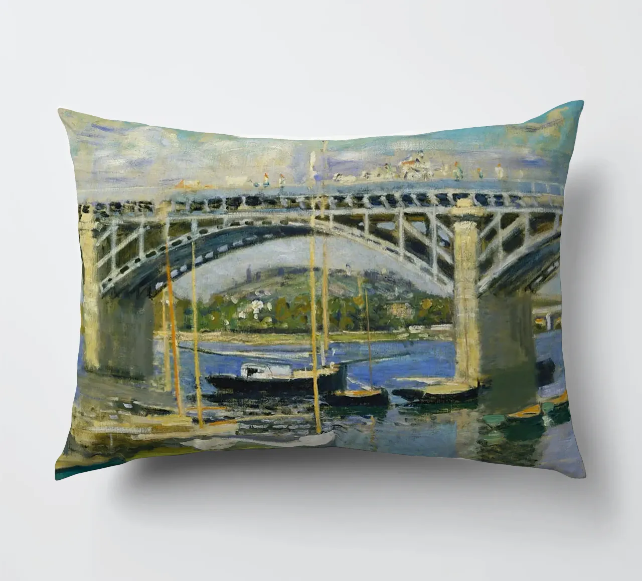 Ponte sul fiume ad Argenteuil cuscino da RodneyArt
