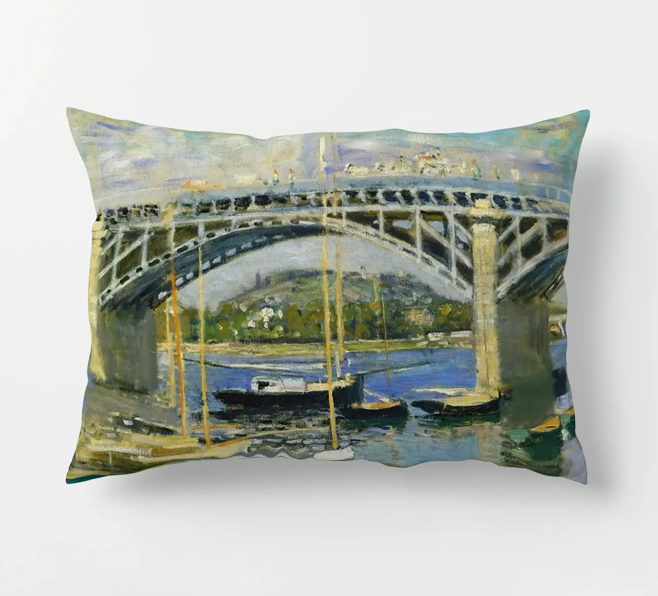 Ponte sul fiume ad Argenteuil cuscino da RodneyArt