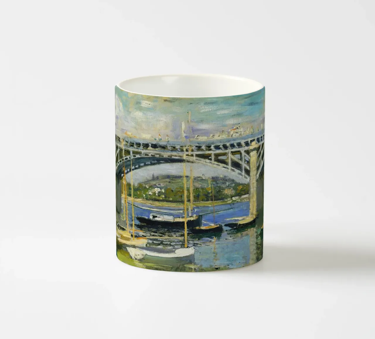 Ponte sul fiume ad Argenteuil tazza in ceramica da RodneyArt