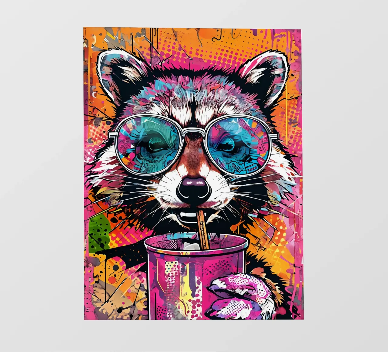 Cool Raccoon with Sunglasses and Drink photo wallpaper by 🥝 KIWI STORE