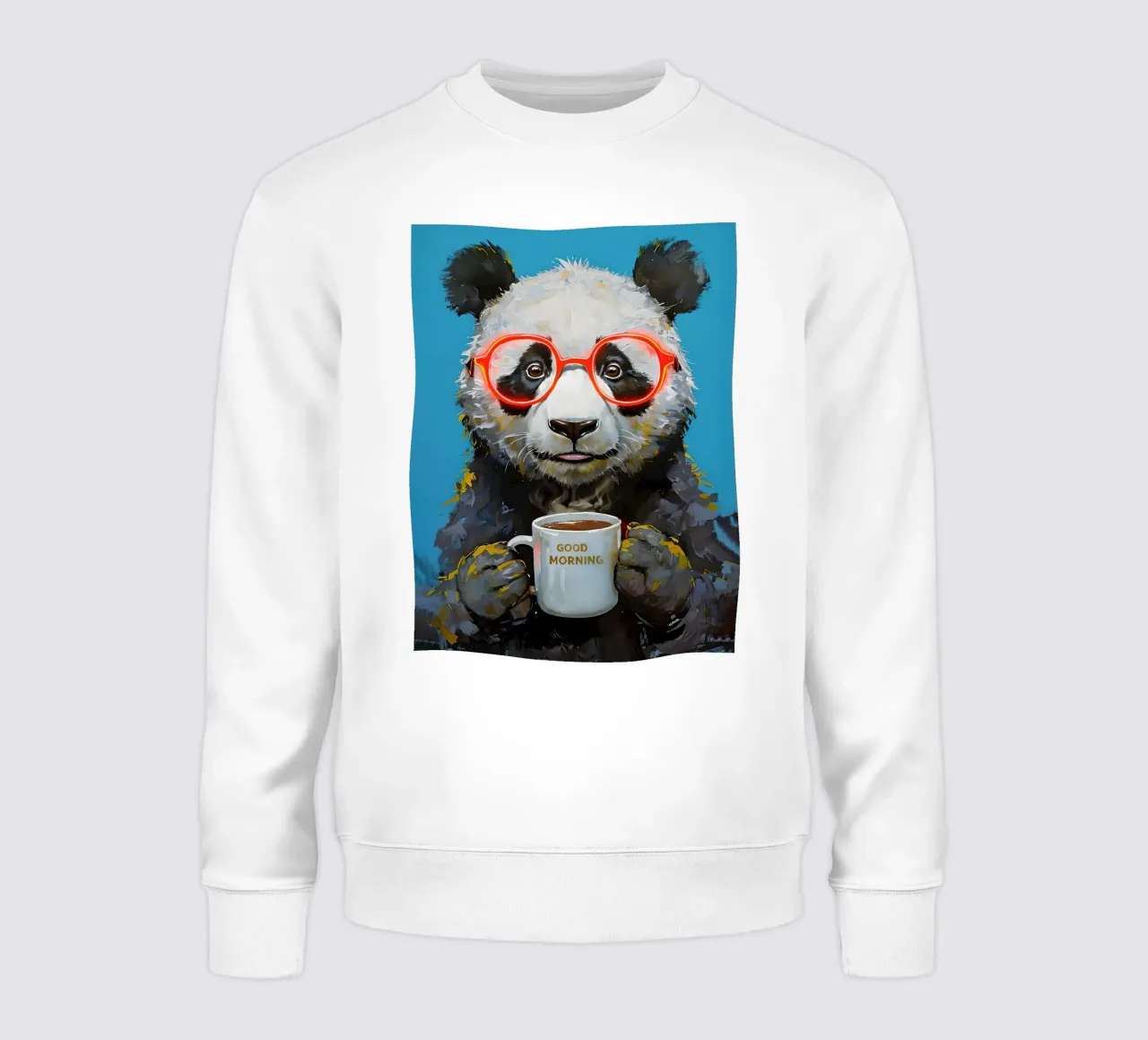 Panda bear painting with coffee cup sweatshirt by 🥝 KIWI STORE