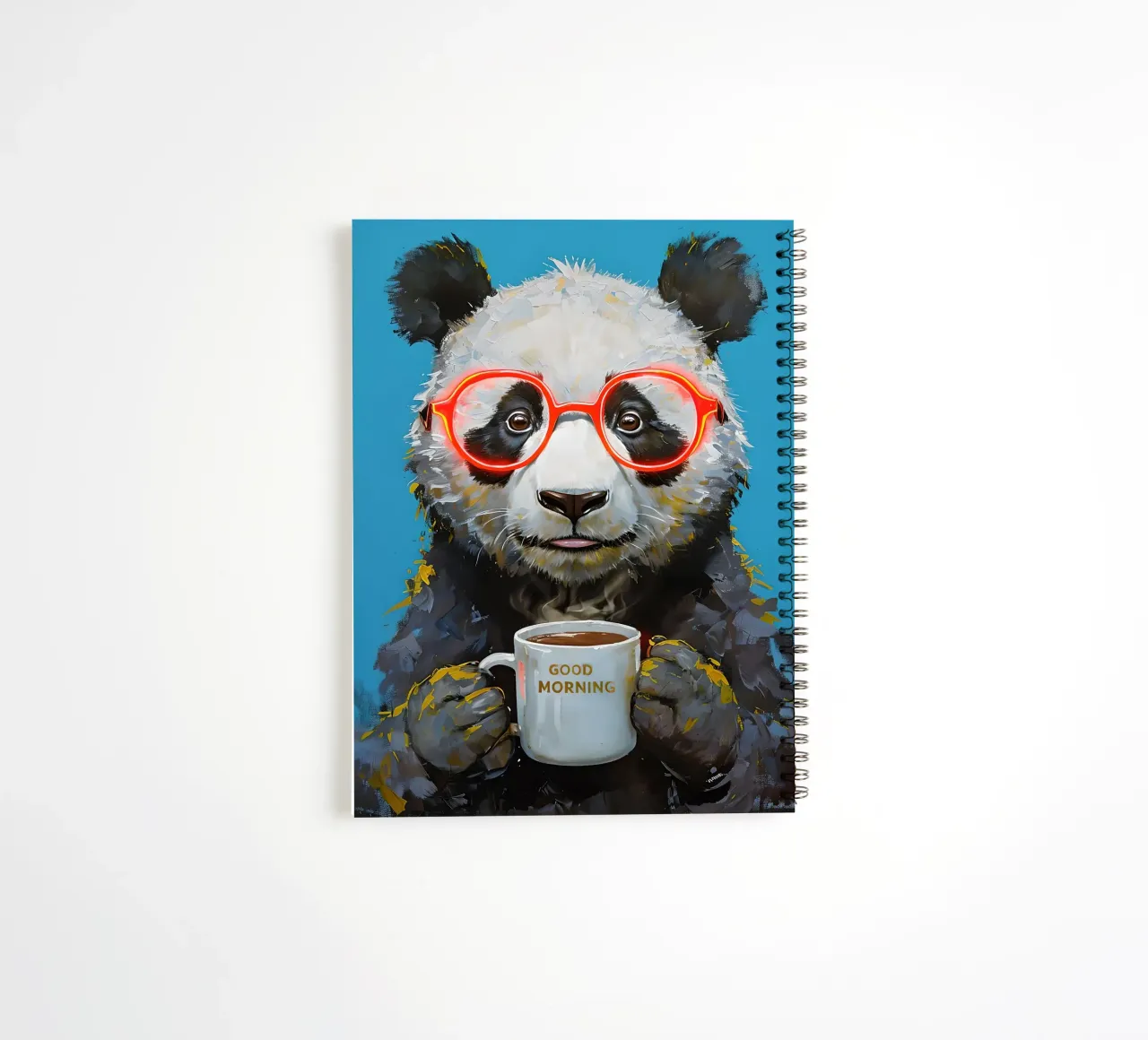 Panda bear painting with coffee cup spiral notebook by 🥝 KIWI STORE