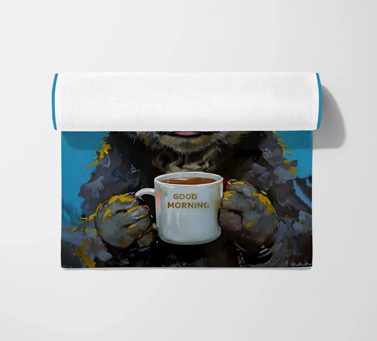 Panda bear painting with coffee cup beach towel by 🥝 KIWI STORE
