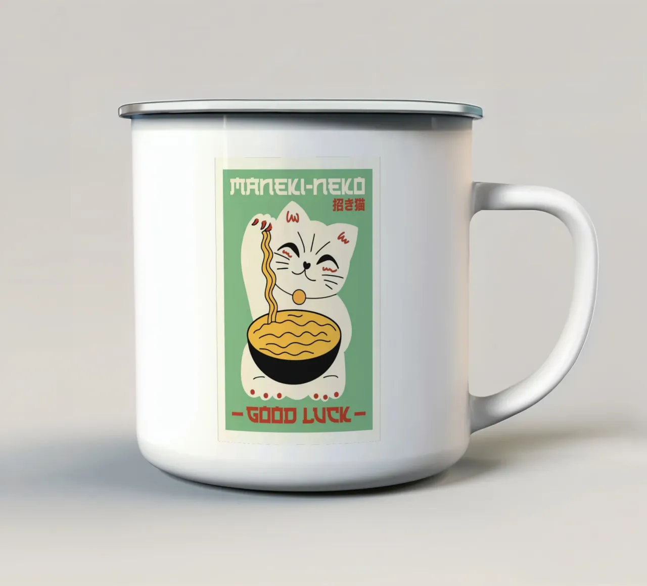 Buona fortuna tazza in smalto da animals_studio