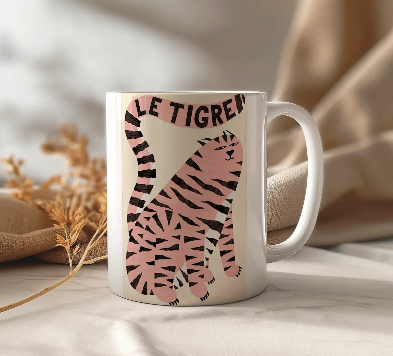 Le Tigre Pink ceramic mug by animals_studio