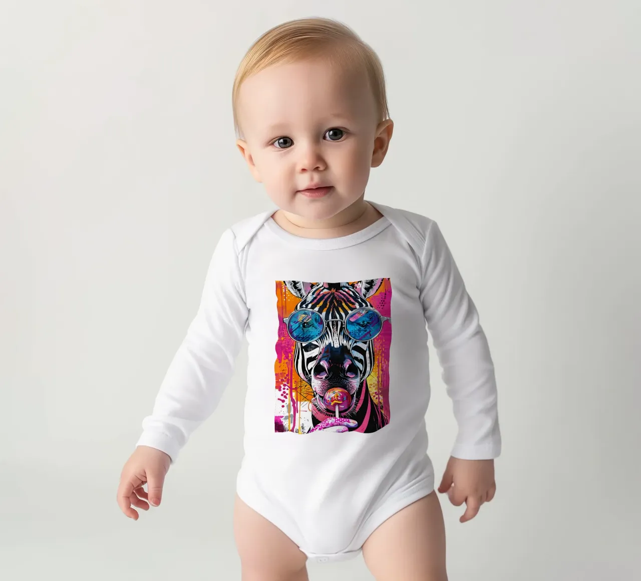 Zebra cool con lecca-lecca Pop Art body neonato maniche lunghe da 🥝 KIWI STORE