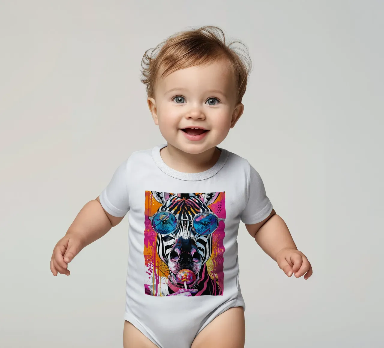 Zebra cool con lecca-lecca Pop Art body neonato maniche corte da 🥝 KIWI STORE