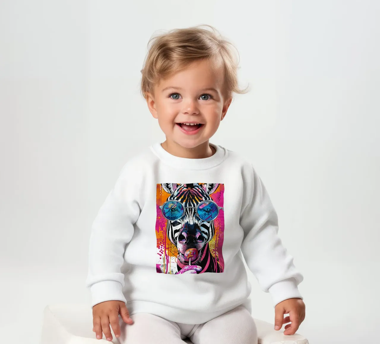 Zebra cool con lecca-lecca Pop Art felpa neonato da 🥝 KIWI STORE