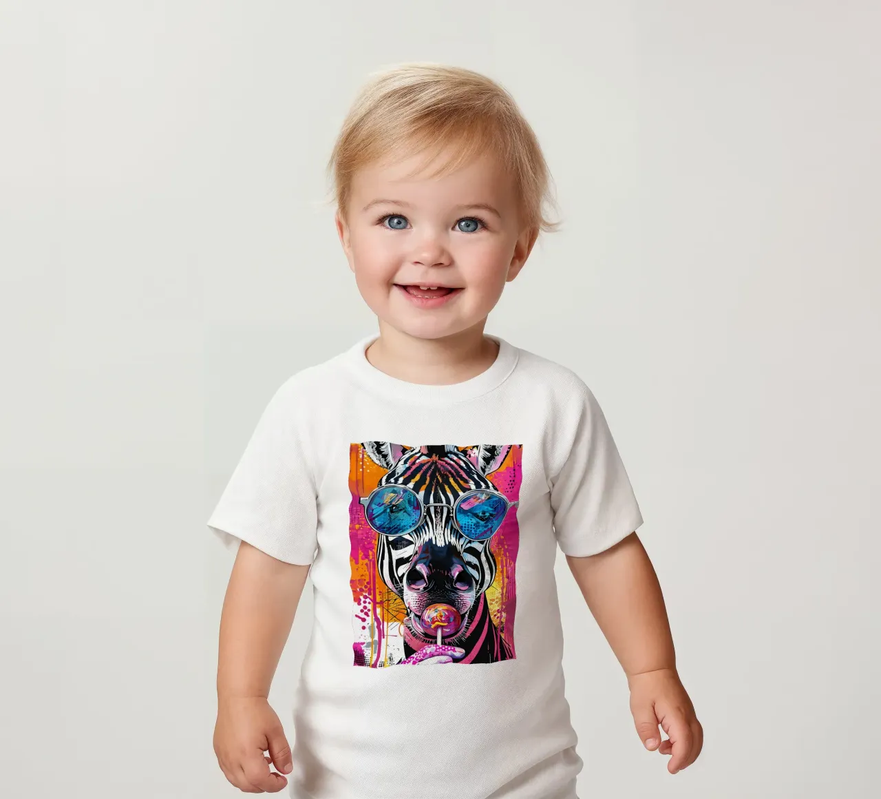 Zebra cool con lecca-lecca Pop Art maglietta neonato da 🥝 KIWI STORE