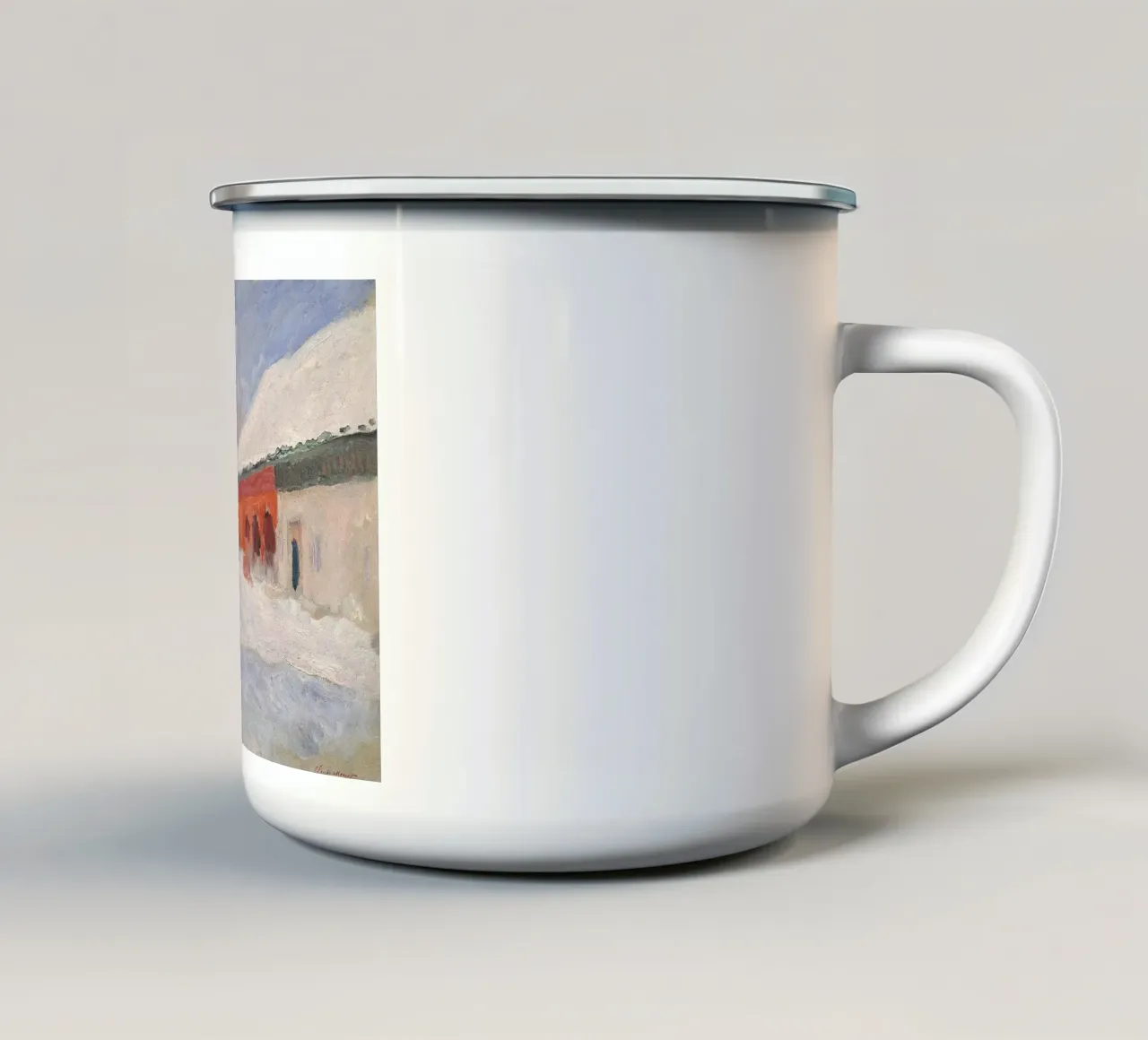 Norvegia, case rosse a Bjornegaard, 1895 tazza in smalto da RodneyArt