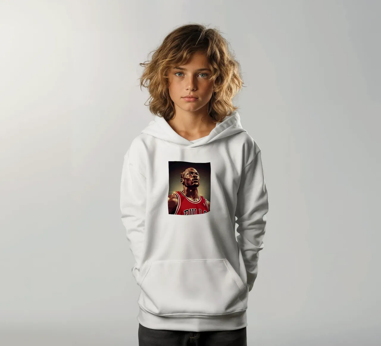 Michael Jordan portrait (2) felpa bambino con cappuccio da Lembayung art