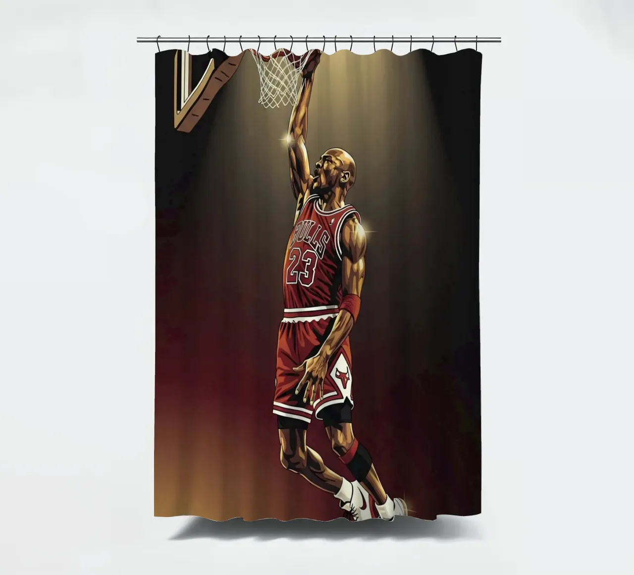 Michael Jordan slam dunk shower curtain by Lembayung art