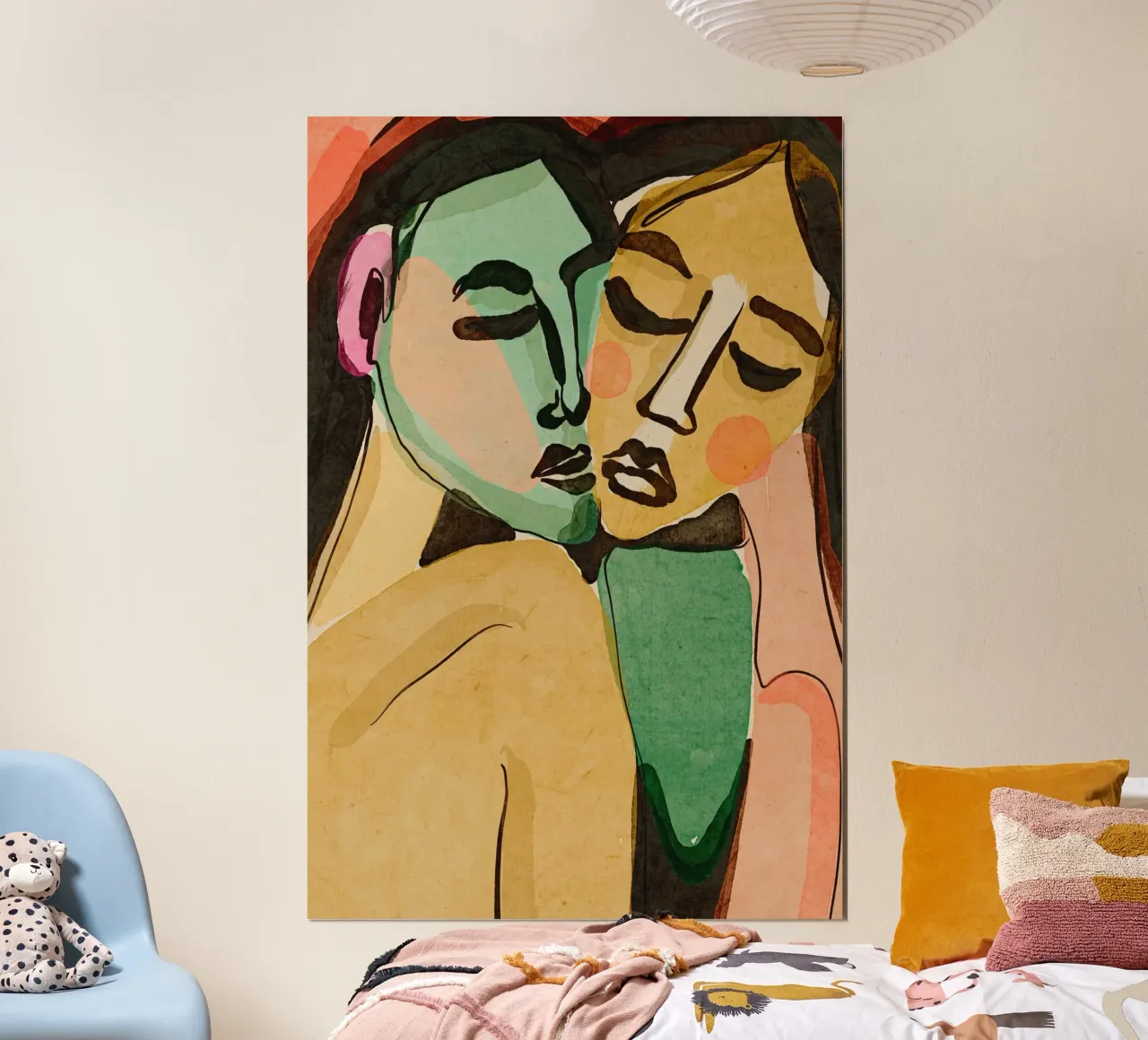 The Lovers poster con telaio in legno da treechild