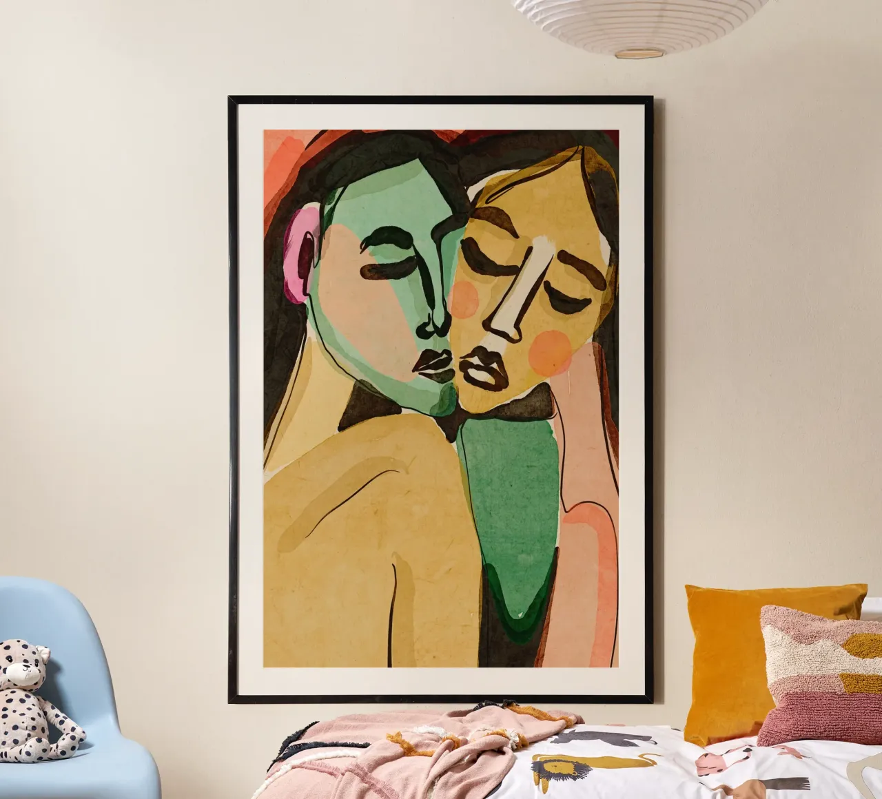 The Lovers poster con telaio in legno da treechild