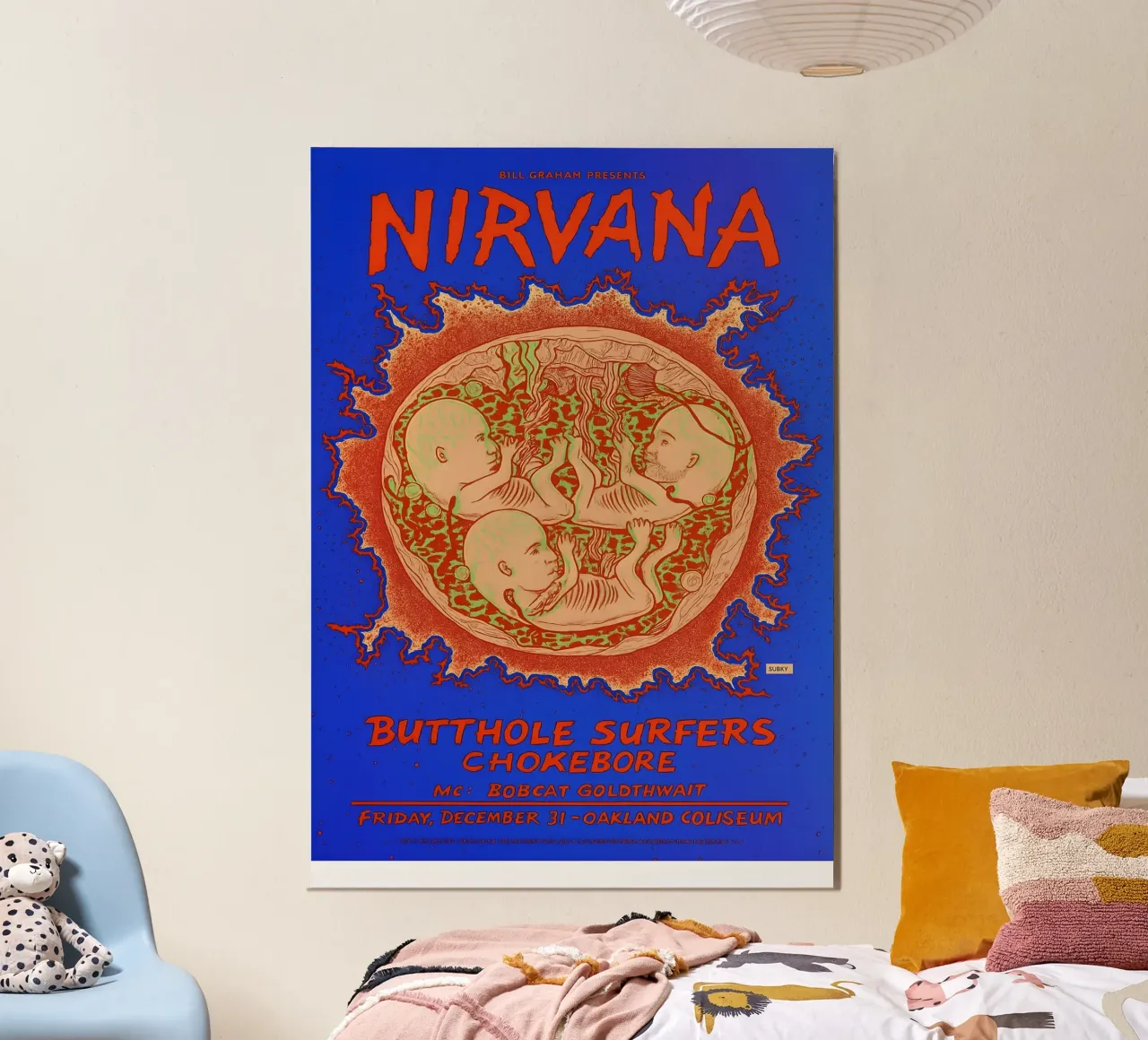 Nirvana New Year_s Eve Oakland Coliseum Concert poster con telaio in legno da DGUnder