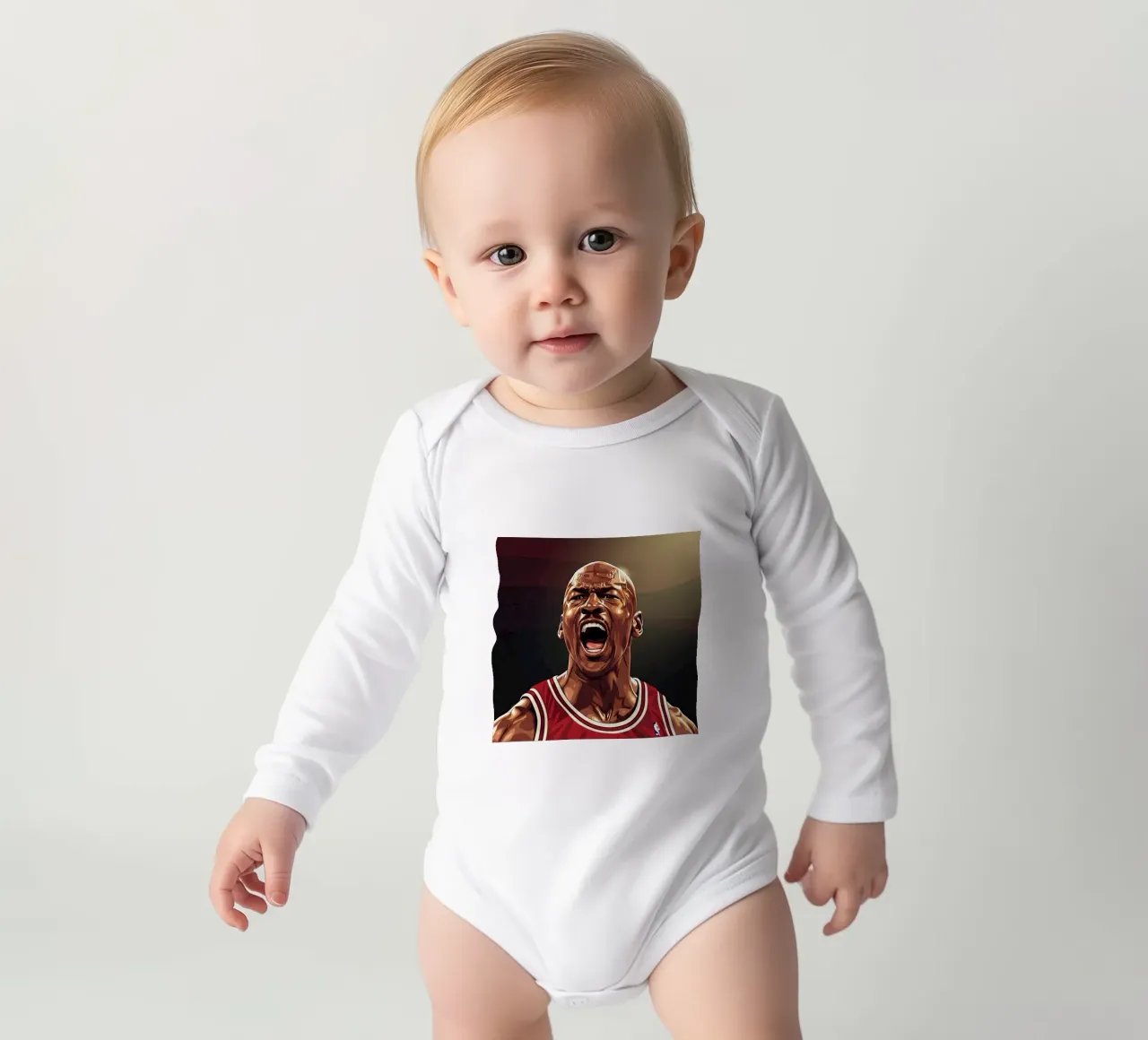 Michael Jordan portrait (6) body neonato maniche lunghe da Lembayung art