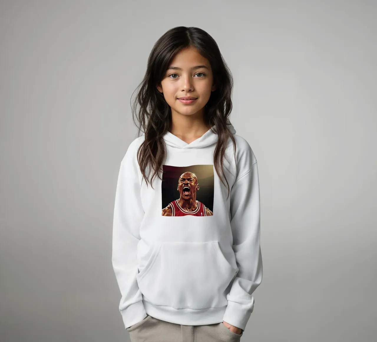 Michael Jordan portrait (6) felpa bambino con cappuccio da Lembayung art