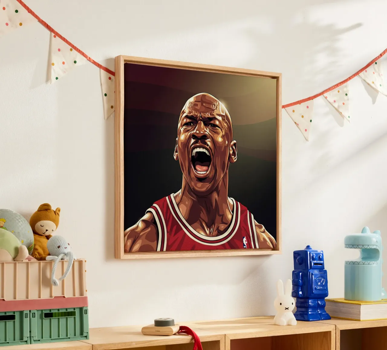 Michael Jordan portrait (6) tela con Cornice a cassetta da Lembayung art