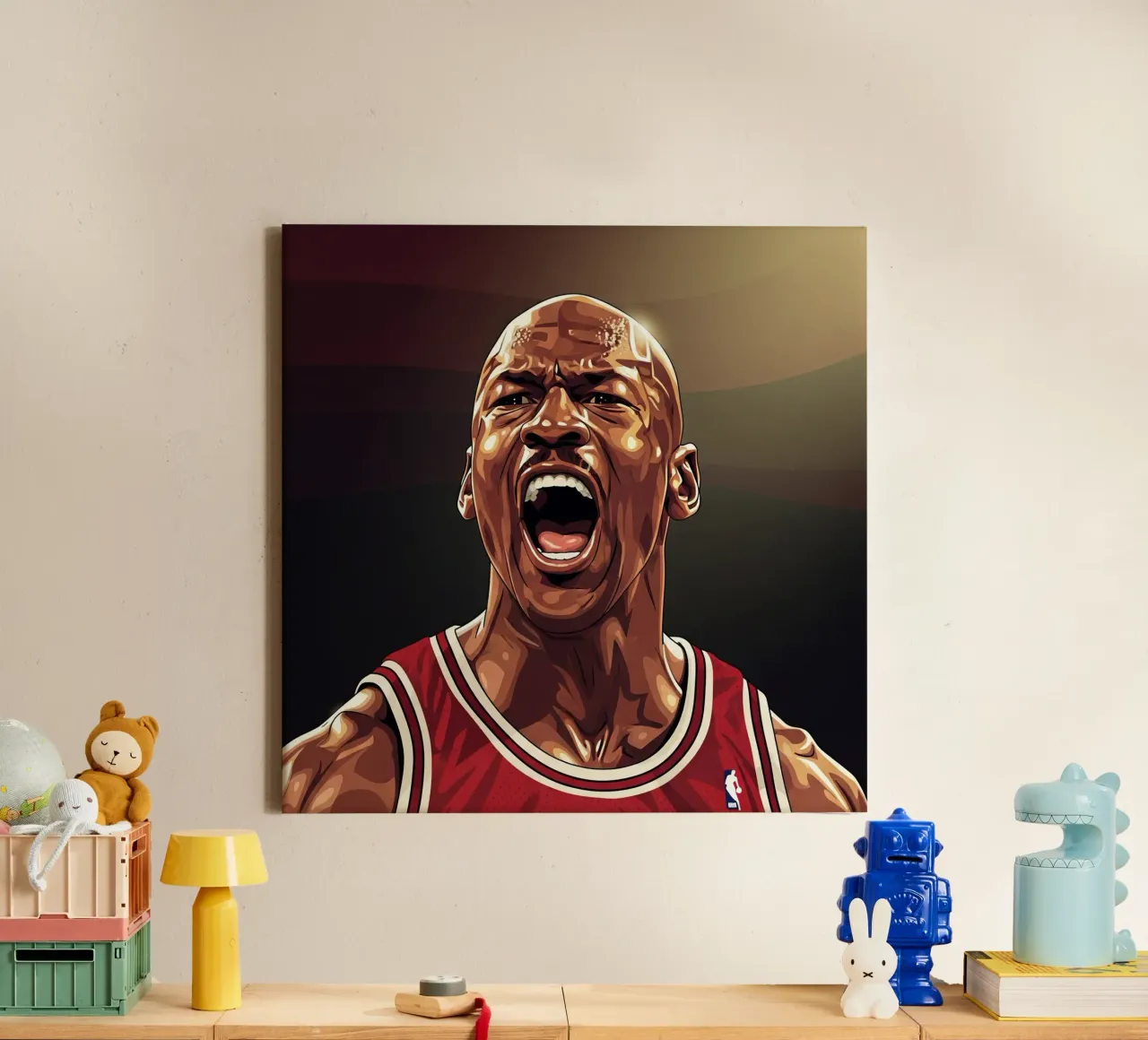 Michael Jordan portrait (6) tela con Cornice a cassetta da Lembayung art