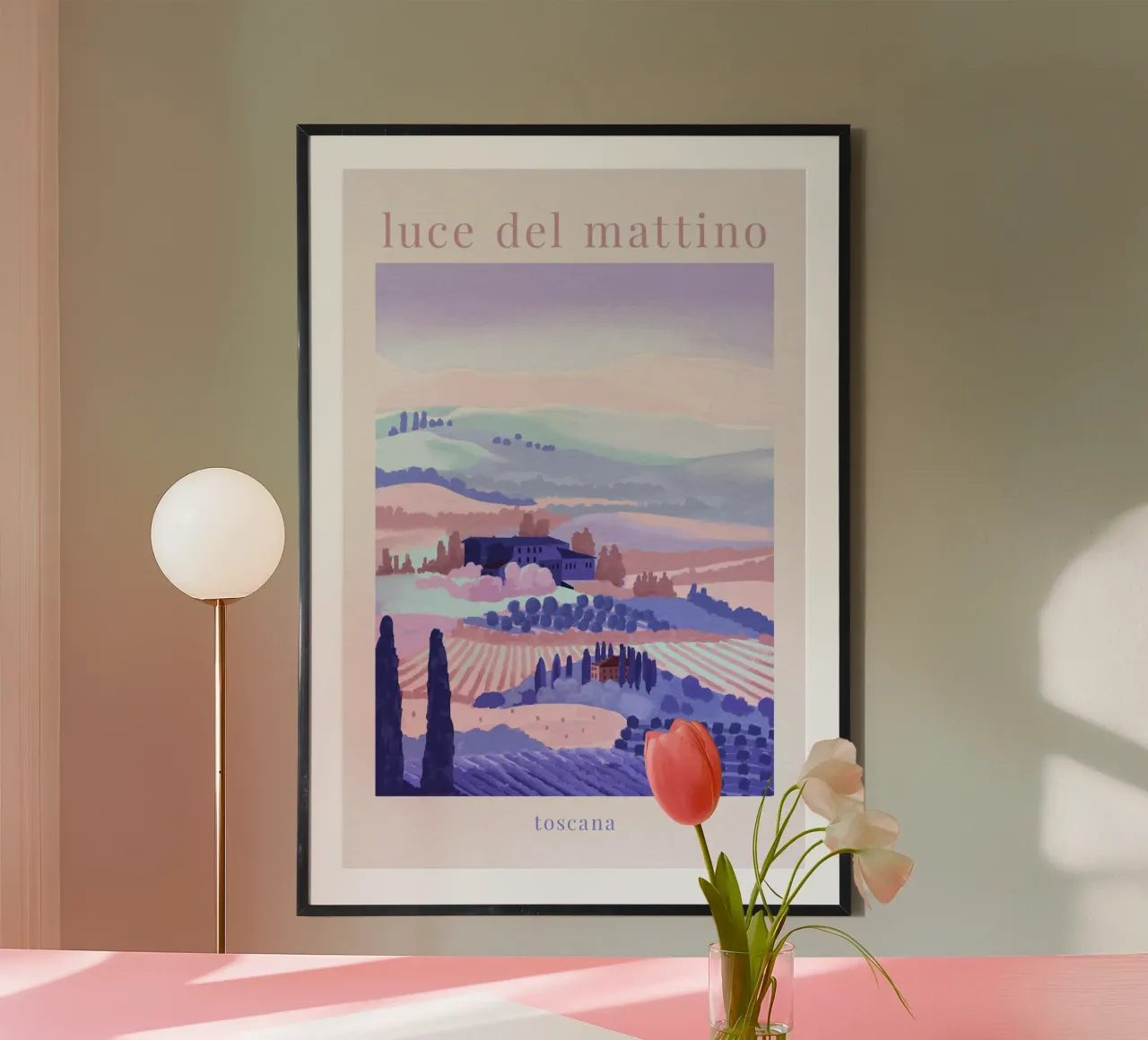 Mornings in Tuscany poster con telaio in legno da Goed Blauw
